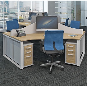 Apex 3 Person Cluster Hoop Leg Bench Desks - Office Desks