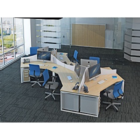 Apex 3 Person Cluster Hoop Leg Bench Desks - Office Desks