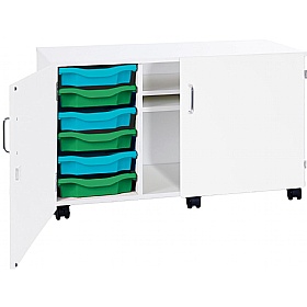 Premium 6 Tray Mobile Storage With Shelves & Doors