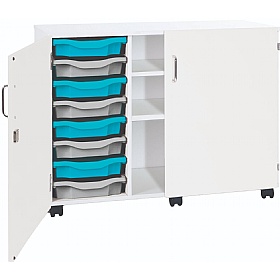 Premium 8 Tray Mobile Storage With Shelves & Doors