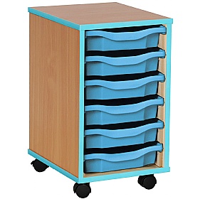 Coloured Edge Mobile 6 Tray Single Storage