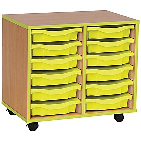 Coloured Edge Mobile 12 Tray Single Storage