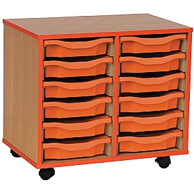 Coloured Edge Mobile 12 Tray Single Storage Orange