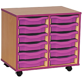Coloured Edge Mobile 12 Tray Single Storage Purple