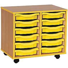 Coloured Edge Mobile 12 Tray Single Storage Yellow