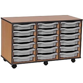Coloured Edge Mobile 18 Tray Single Storage Grey