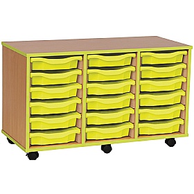 Coloured Edge Mobile 18 Tray Single Storage Lime