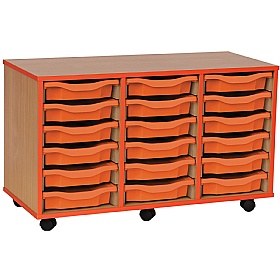 Coloured Edge Mobile 18 Tray Single Storage Tangerine