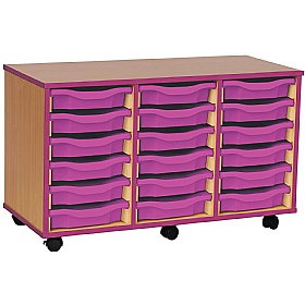 Coloured Edge Mobile 18 Tray Single Storage Purple