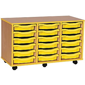 Coloured Edge Mobile 18 Tray Single Storage Yellow