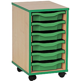 Coloured Edge Mobile 6 Tray Single Storage Maple Green