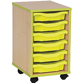 Coloured Edge Mobile 6 Tray Single Storage Maple Lime