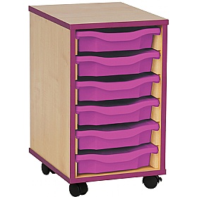 Coloured Edge Mobile 6 Tray Single Storage Maple  Purple