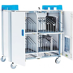 LapCabby 32V Vertical Laptop Charging and Storage Trolley Blue