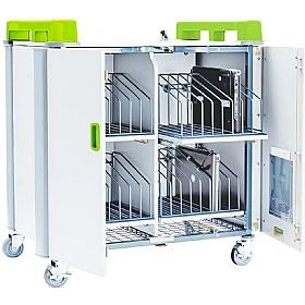 LapCabby 32V Vertical Laptop Charging and Storage Trolley Lime