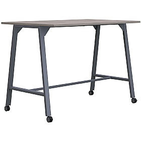 Atomic High Mobile Rectangular Breakout and Meeting Tables Silver Frame