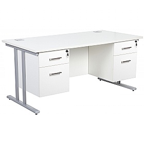 Horizon Deluxe Rectangular Cantilever Office Desks With Double Fixed Pedestals - Office Desks