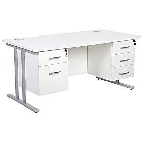 Horizon Deluxe Rectangular Cantilever Office Desks With Double Fixed Pedestals - Office Desks
