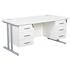 Horizon Deluxe Rectangular Cantilever Office Desks With Double Fixed Pedestals - Office Desks