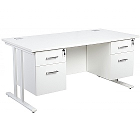 Horizon Deluxe Rectangular Cantilever Office Desks With Double Fixed Pedestals - Office Desks