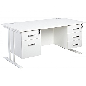 Horizon Deluxe Rectangular Cantilever Office Desks With Double Fixed Pedestals - Office Desks