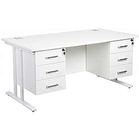 Horizon Deluxe Rectangular Cantilever Office Desks With Double Fixed Pedestals - Office Desks