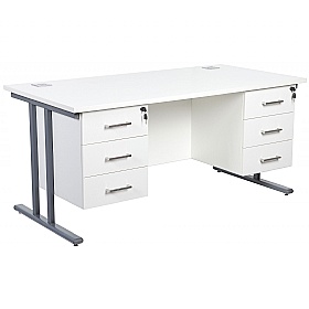 Horizon Deluxe Rectangular Cantilever Office Desks With Double Fixed Pedestals - Office Desks