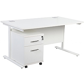 Horizon Rectangular Cantilever Office Desks With Mobile Pedestal - Office Desks