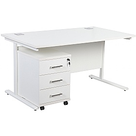 Horizon Rectangular Cantilever Office Desks With Mobile Pedestal - Office Desks