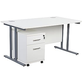 Horizon Deluxe Rectangular Cantilever Office Desks With Mobile Pedestal