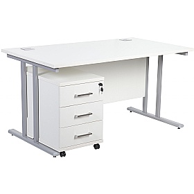 Horizon Deluxe Rectangular Cantilever Office Desks With Mobile Pedestal - Office Desks