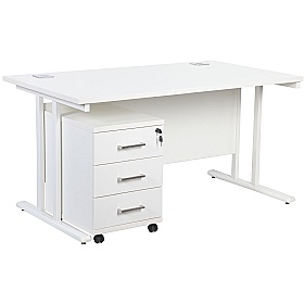 Horizon Deluxe Rectangular Cantilever Office Desks With Mobile Pedestal - Office Desks