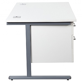 Horizon Rectangular Cantilever Office Desks With Single Fixed Pedestal - Office Desks