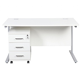 Horizon Rectangular Cantilever Office Desks With Mobile Pedestal - Office Desks