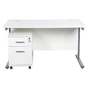 Horizon Rectangular Cantilever Office Desks With Mobile Pedestal - Office Desks