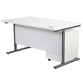 Horizon Rectangular Cantilever Office Desks With Mobile Pedestal - Office Desks