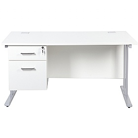 Horizon Deluxe Rectangular Cantilever Office Desks With Single Fixed Pedestal - Office Desks
