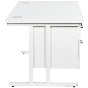 Horizon Deluxe Rectangular Cantilever Office Desks With Single Fixed Pedestal - Office Desks