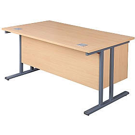 Horizon Deluxe Rectangular Cantilever Office Desks With Single Fixed Pedestal - Office Desks