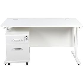 Horizon Deluxe Rectangular Cantilever Office Desks With Mobile Pedestal - Office Desks