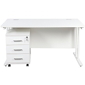 Horizon Deluxe Rectangular Cantilever Office Desks With Mobile Pedestal - Office Desks