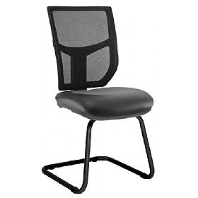 Haddon Mesh Back Vinyl Visitor Chairs - Office Chairs