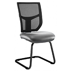Haddon Mesh Back Vinyl Visitor Chairs - Office Chairs
