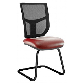 Haddon Mesh Back Vinyl Visitor Chairs - Office Chairs