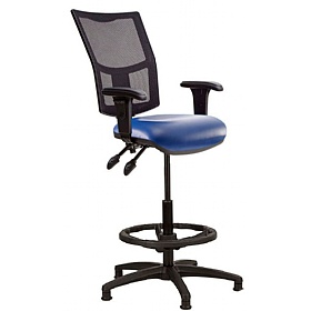 Haddon Mesh Back Vinyl Draughtsman Chairs - Office Chairs