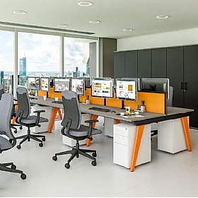 Tract Shades 4 Person Rectangular Back to Back Bench Desks - Office Desks