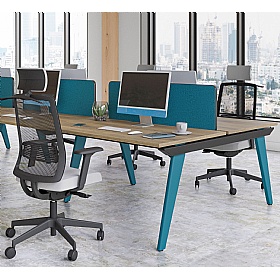 Tract Shades 4 Person Rectangular Back to Back Bench Desks - Office Desks
