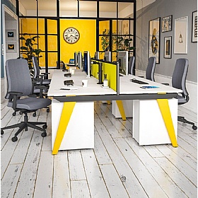 Tract Shades 4 Person Rectangular Back to Back Bench Desks - Office Desks