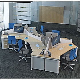 Apex 3 Person Cluster Goalpost Bench Desks - Office Desks