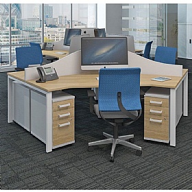 Apex 3 Person Cluster Goalpost Bench Desks - Office Desks